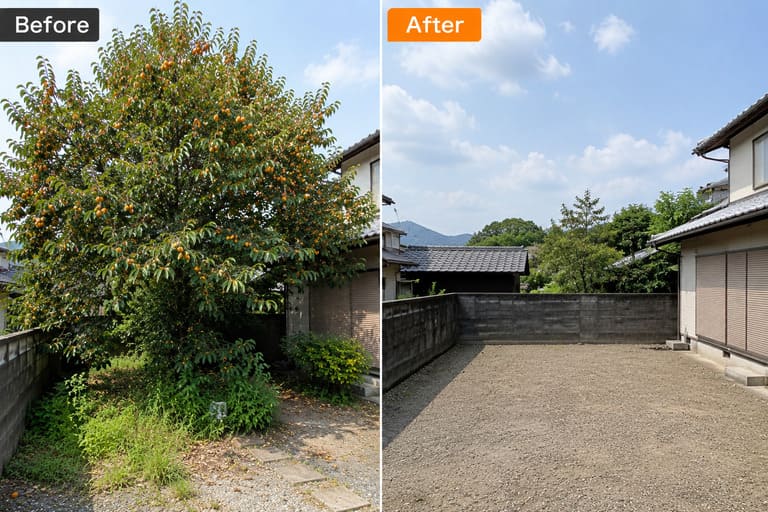 実のなる高木伐採のビフォーアフター写真(京都北部エリア)